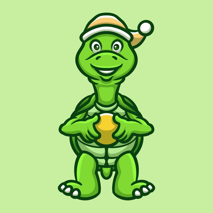 Vector turtle gold ball creative cartoon illustration