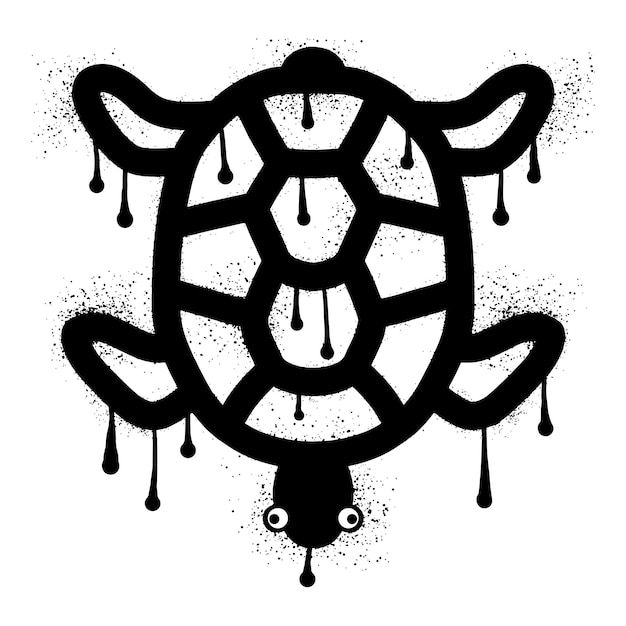 Vector turtle graffiti with black spray paint