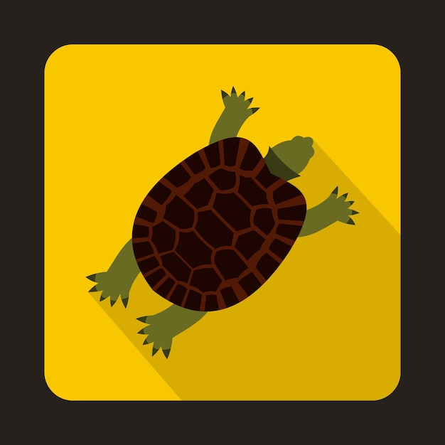 Vector turtle icon in flat style on a yellow background