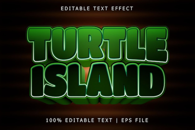 Редактируемый текстовый эффект острова черепах 3-х мерное тиснение в современном стиле