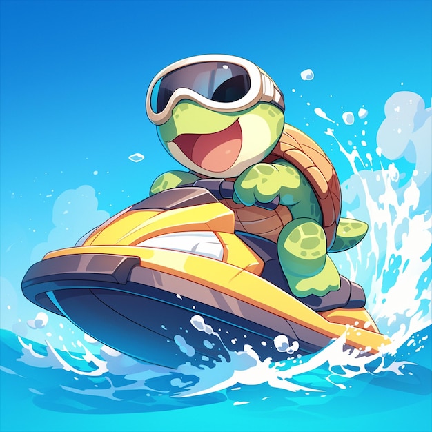 Vector a turtle on a jetski cartoon style