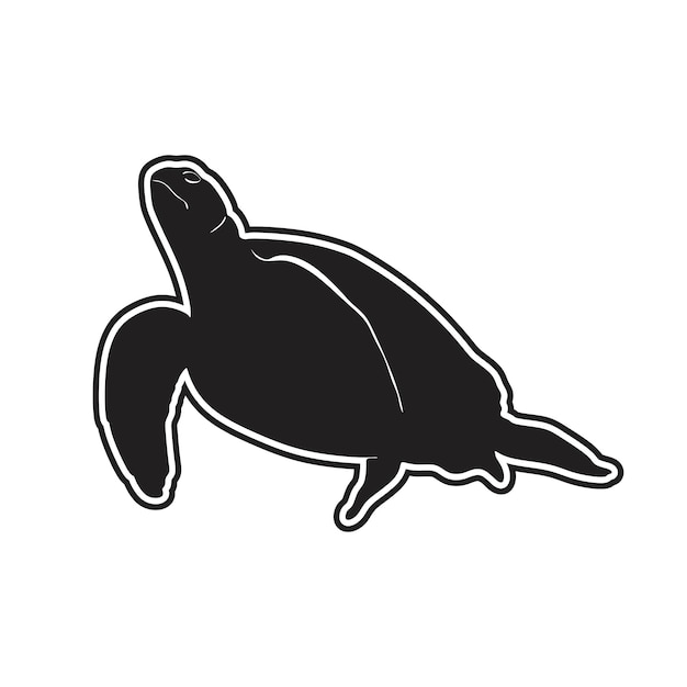 Turtle logo silhouette handmade line art