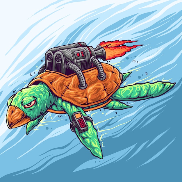 Vector turtle machine with funny color