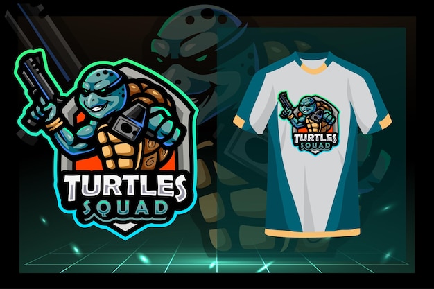 Tartaruga mascotte esport logo design