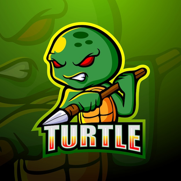 Tartaruga mascotte esport logo design