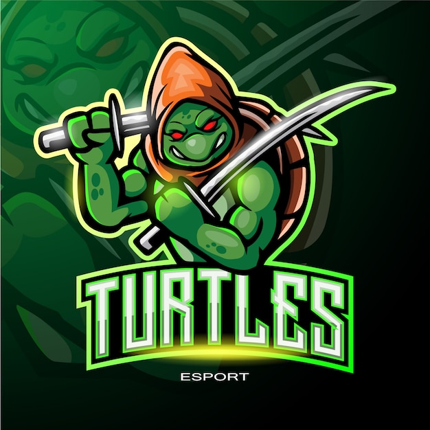 전자 스포츠 게임 로고를위한 거북이 마스코트 로고