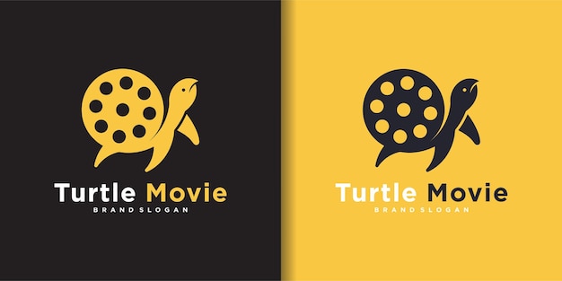 Vector turtle movie logo design vector illustration