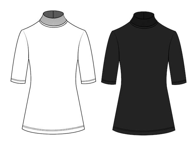 Turtle Neck Sweater Fashion Flat Template