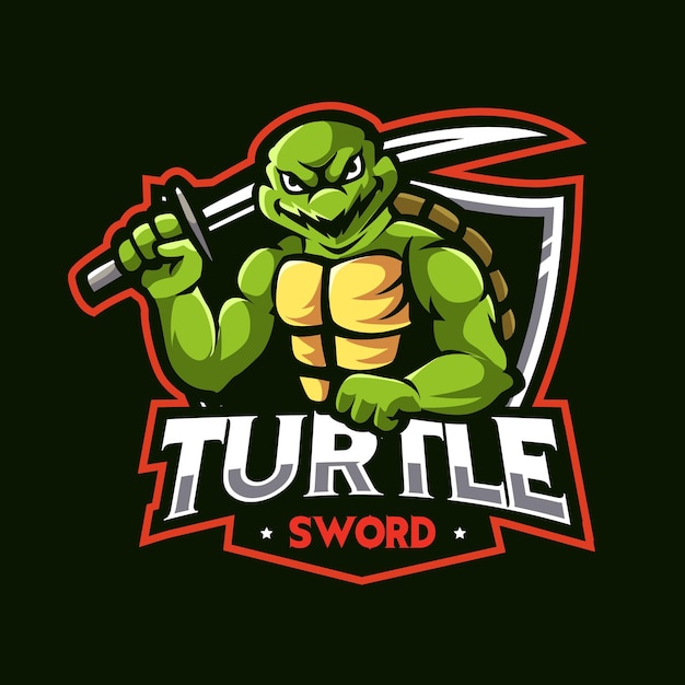 Turtle ninja mascotte logo gaming illustratie vector