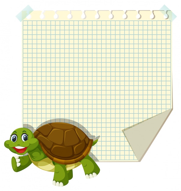 Vector turtle op lege notitie