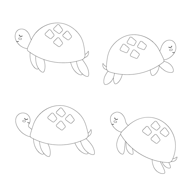 Vector turtle in outline style vector illustration