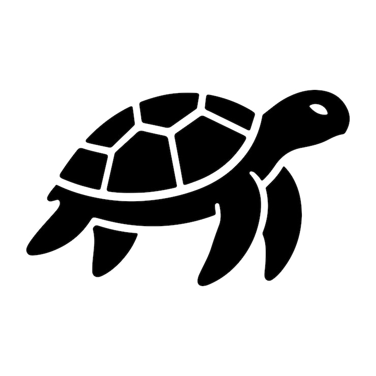 Vector 거북이 실루 터 일러스트레이션 미니멀리즘 백색 배경