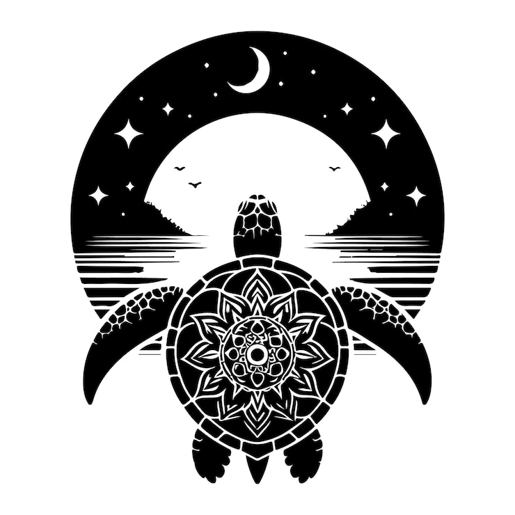 Vector turtle silhouette vector illustration