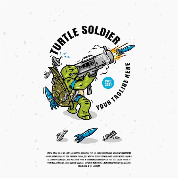 Turtle soldier logo design