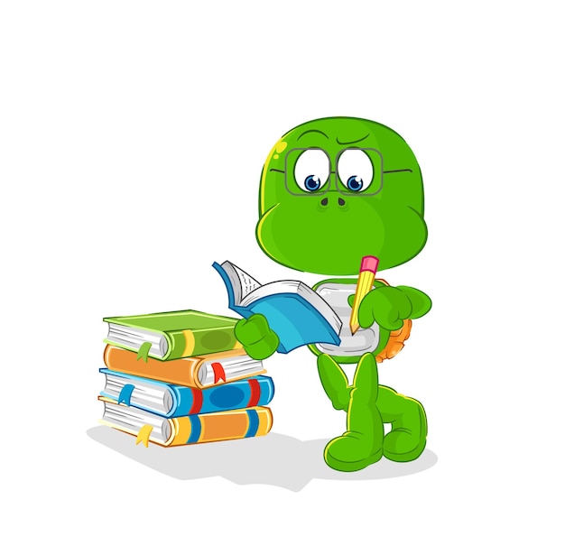 Turtle studying mascot cartoon vector