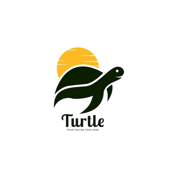 turtle sun logo vector template