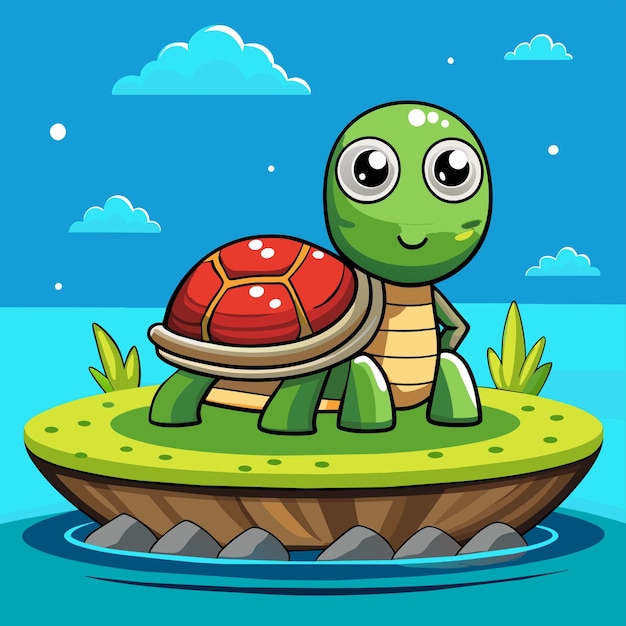 Vector turtle terrapin ocean hand drawn flat stylish mascot cartoon character drawing sticker icon concept