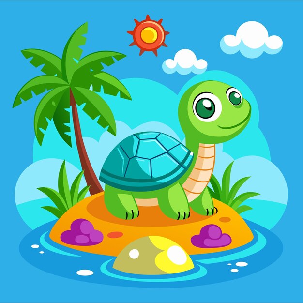 Vettore tartaruga terrapin oceano disegnato a mano piatto elegante mascotte personaggio di cartone animato disegno adesivo concetto di icona