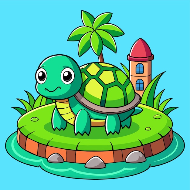 Vector turtle terrapin ocean hand drawn flat stylish mascot cartoon character drawing sticker icon concept