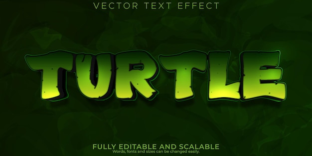 Turtle text effect editable cartoon and hero text style