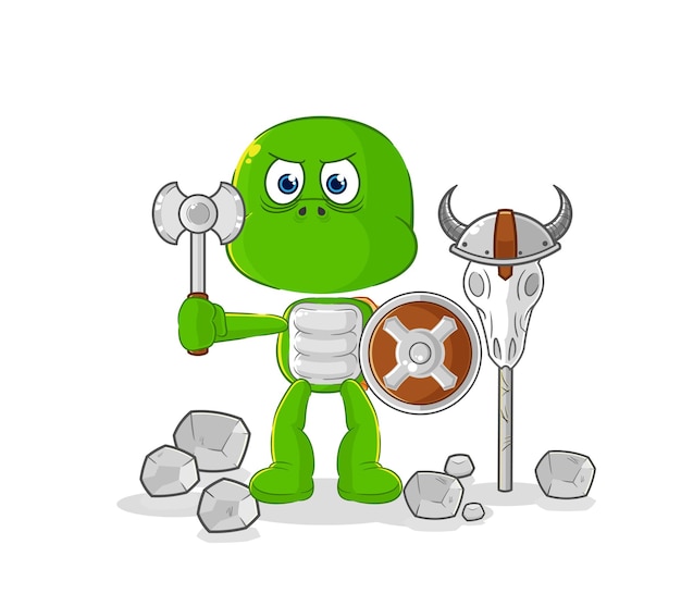 Turtle viking with an ax illustration character vector