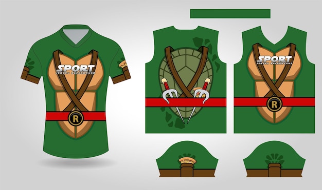 Vettore modello in jersey turtle warrior