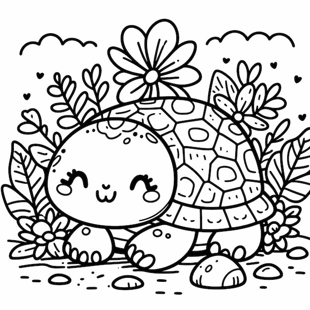 a turtle with a flower on its head and the word turtle