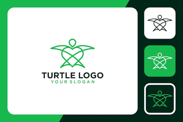 turtle with line art logo design inspiration
