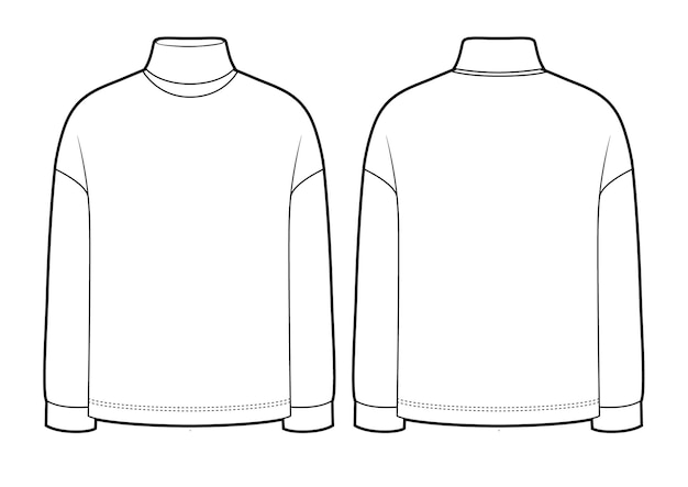 Vector turtleneck knit sweater front and back