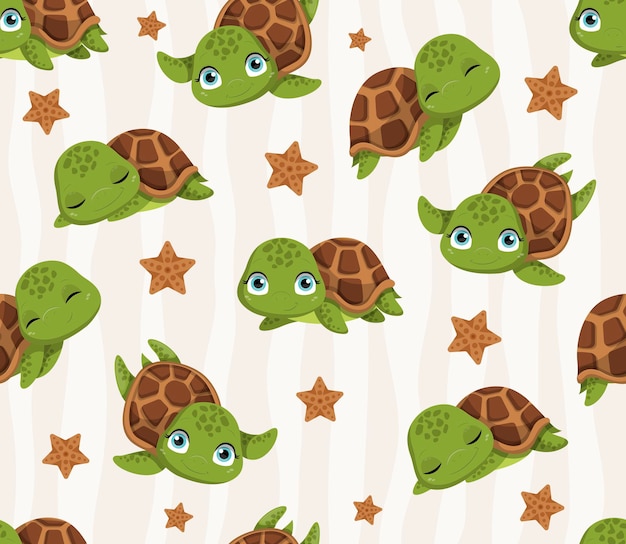 Vector turtles seamless pattern