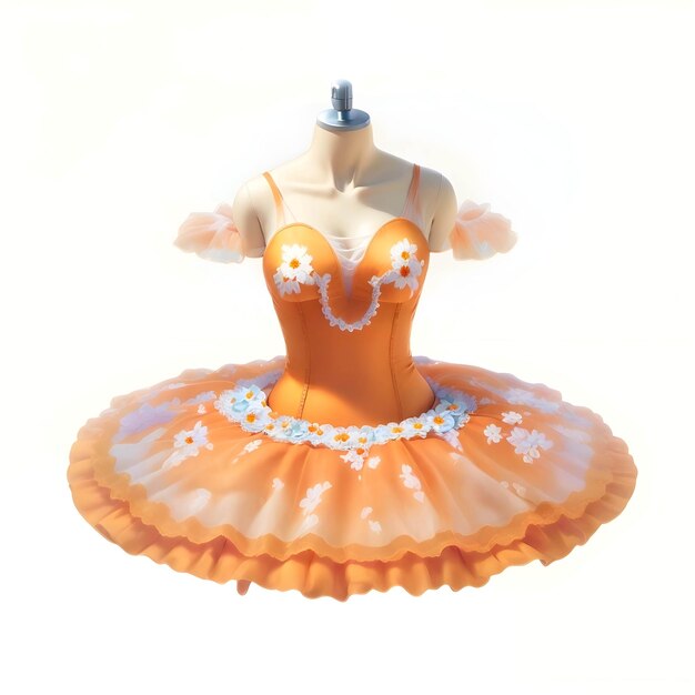 Tutu Skirt With Peach Beaded And Silver Embellishments