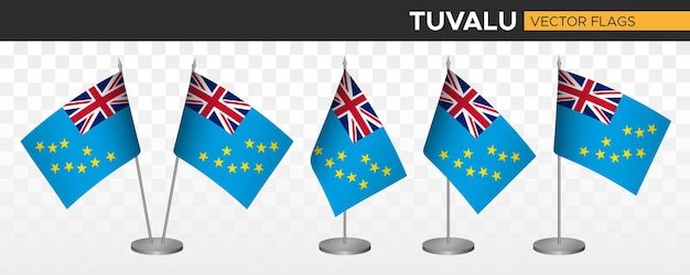 Tuvalu desk flags mockup 3d vector illustration table flag of Tuvalu