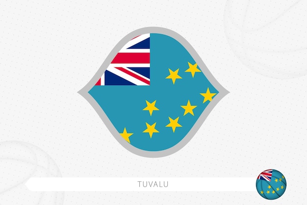 Tuvalu flag for basketball competition on gray basketball background.