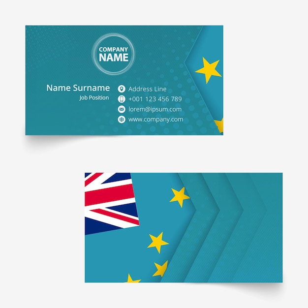 Tuvalu Flag Business Card, standard size (90x50 mm) business card template.