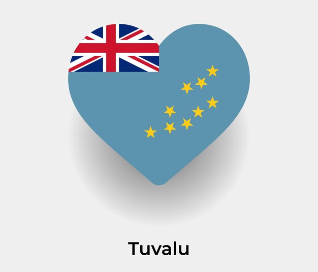 Tuvalu flag heart shape icon vector illustration