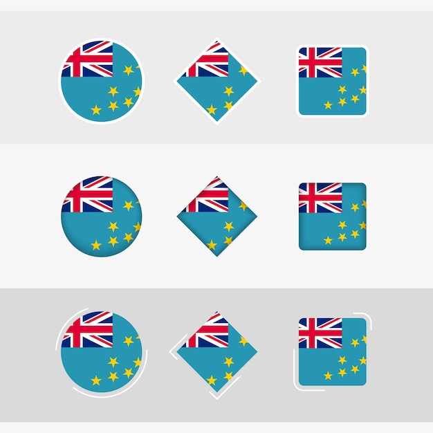 Tuvalu flag icons set vector flag of Tuvalu
