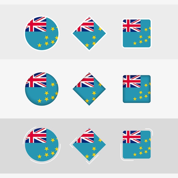 투발루 국기 아이콘 설정 투발루의 벡터 국기