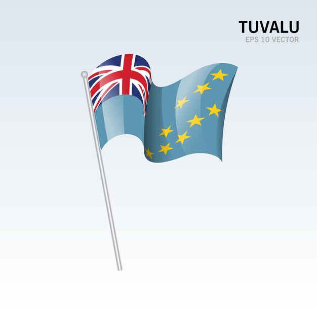 Tuvalu waving flag isolated on gray