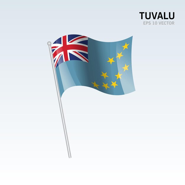 Tuvalu waving flag isolated on gray