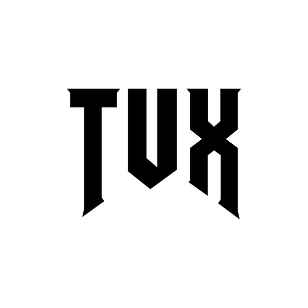 TUX Logos ブラック・アンド・ホワイト・カラー・コンビネーション TUX Logo ベクトル TUX デザイン TUX アイコン TUX アルファベット TUX タイポグラフィー LOGO デザイン