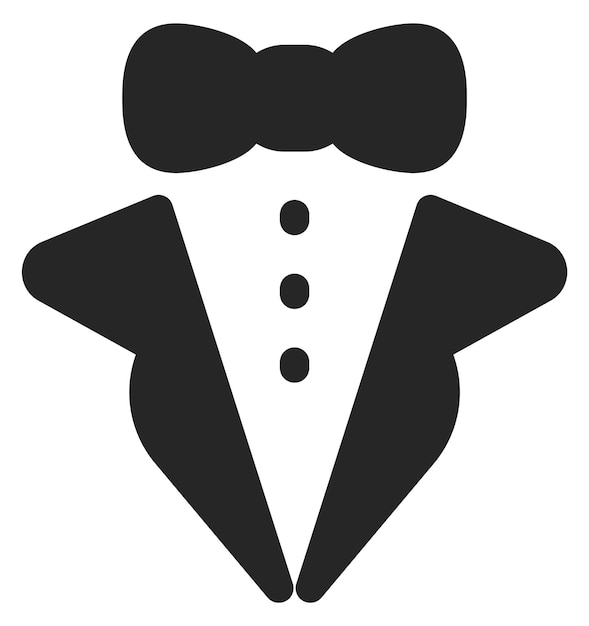 Vector tuxedo and bow black icon black tie party symbol