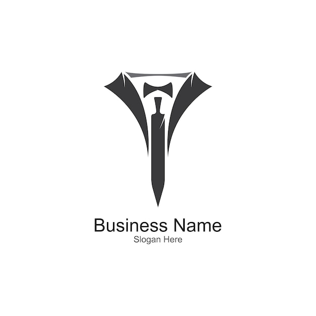 Tuxedo gentleman logo design vector