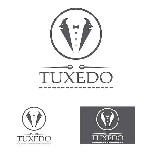 Tuxedo-pictogram en logo voor ontwerpsjabloon voor herenkleding en vectorillustratie