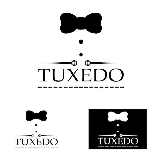 Tuxedo-pictogram en logo voor ontwerpsjabloon voor herenkleding en vectorillustratie