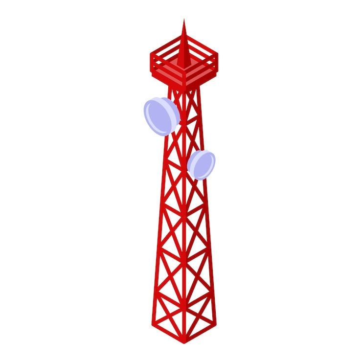 Vector tv antenna tower icon isometric of tv antenna tower vector icon for web design isolated on white background