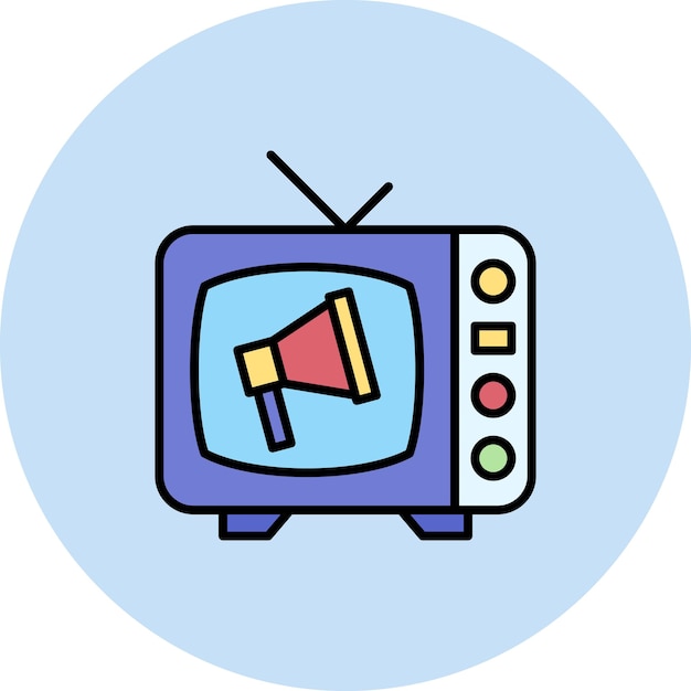 テレビコマーシャルアイコンのベクトル画像はニュースとメディアに使用できます