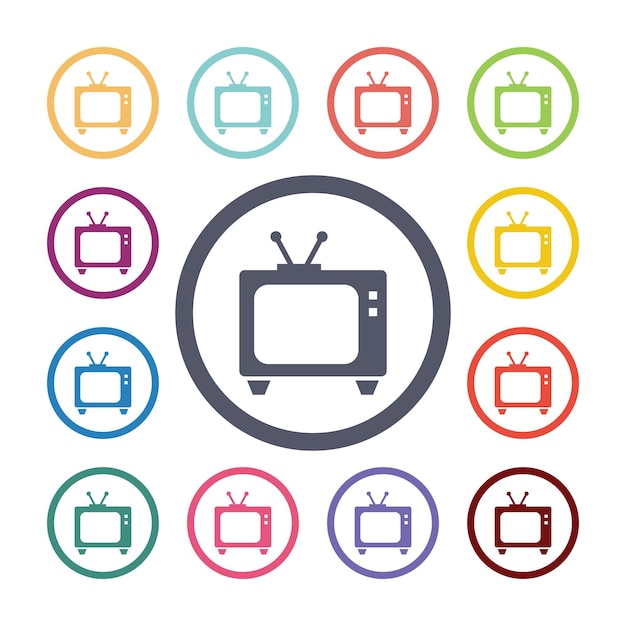 Set di icone piatte tv