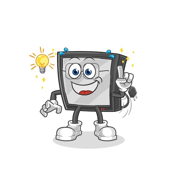 Tv got an idea cartoon mascot vector