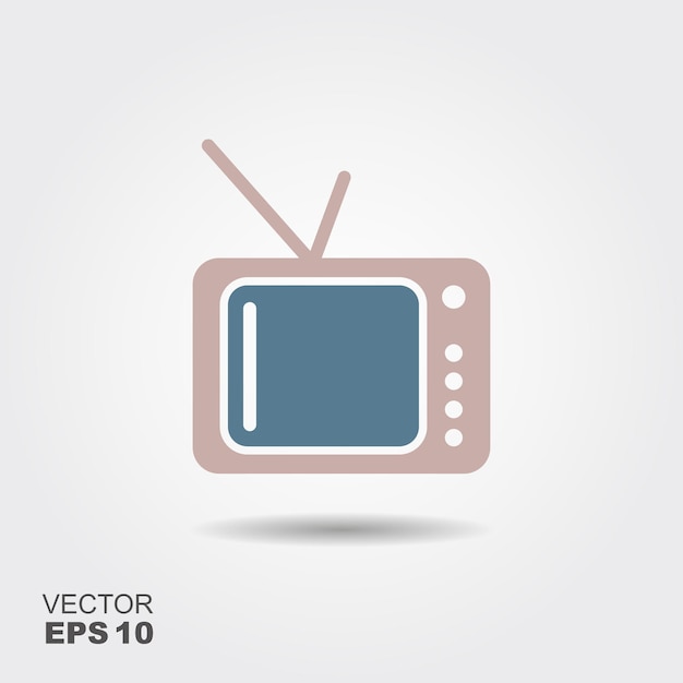 TV Icon in flat style isolated on grey background