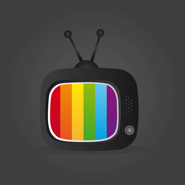 Icona della tv sopra illustrazione vettoriale sfondo grigio
